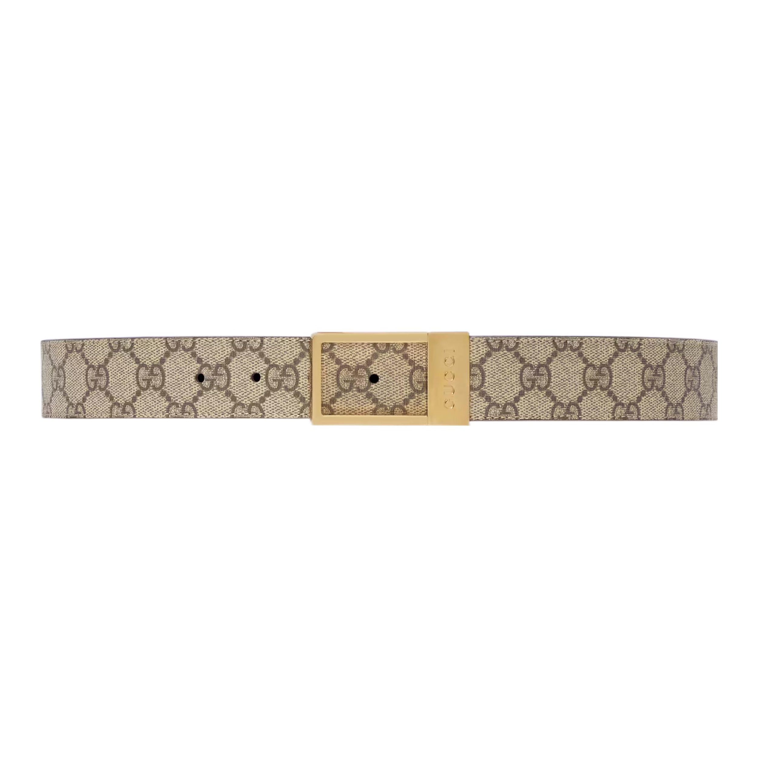 

GUCCI Монограмменный жаккардовый ремень с пряжкой, Umber