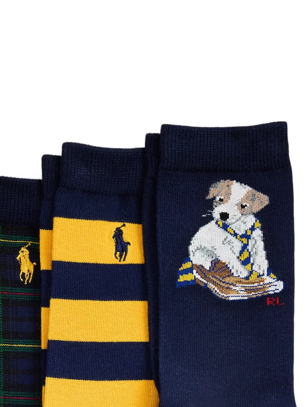 Носки, связанные в технике интарсии (комплект из трех штук) Polo Ralph Lauren Kids, синий — фото 2