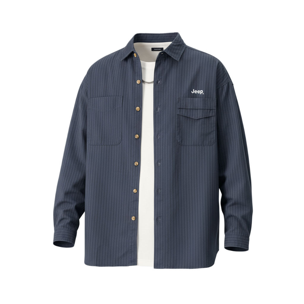 

Рубашка Unisex Lapel Moderate Heavyweight Jeep, серый синий