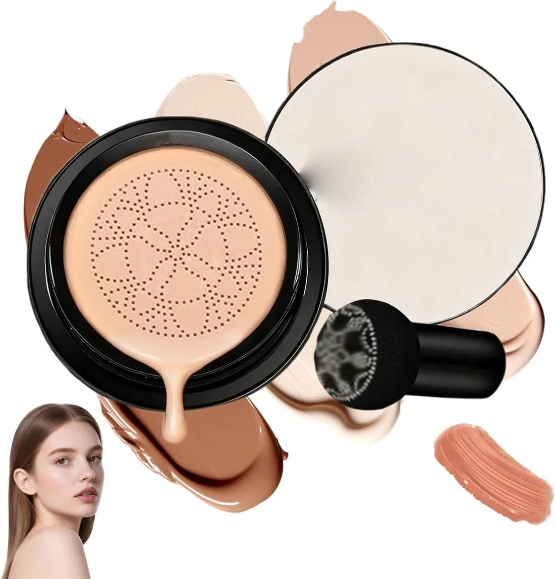 Тональная основа-кушон Luvie Glow с грибовидным аппликатором Generisch, Brown