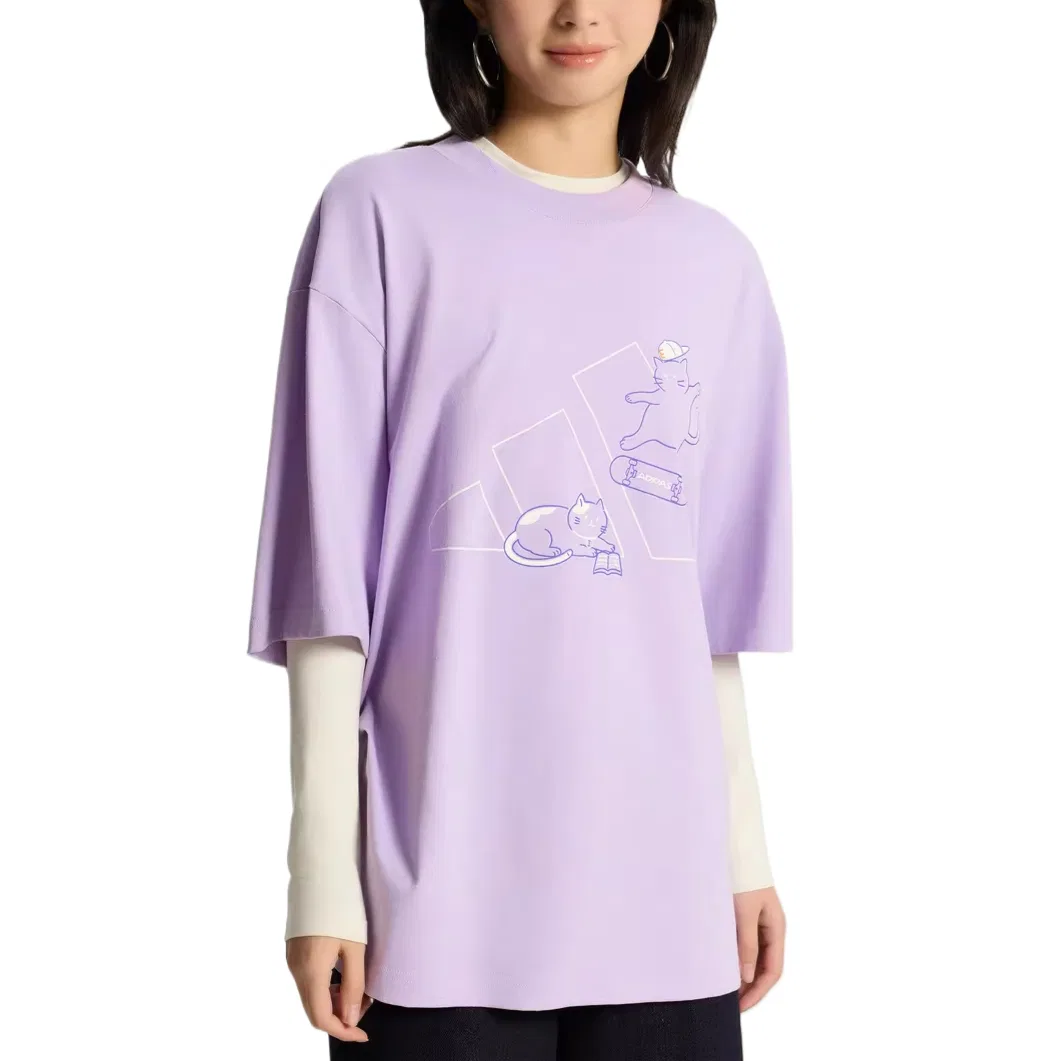 Футболка унисекс Powder Plum Purple с круглым вырезом, прямой крой Adidas