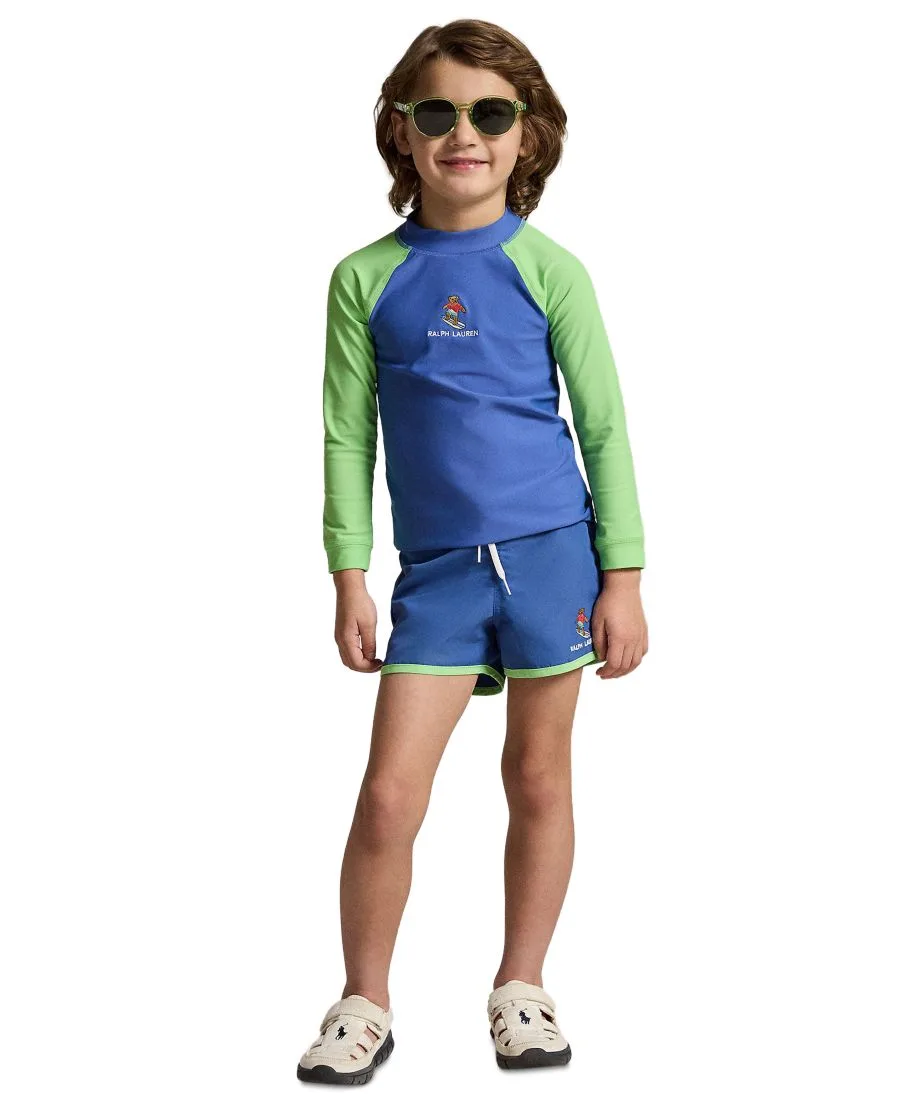 Рашгард с круглым вырезом для мальчиков 2-7 лет Polo Ralph Lauren, синий/lime — фото 2