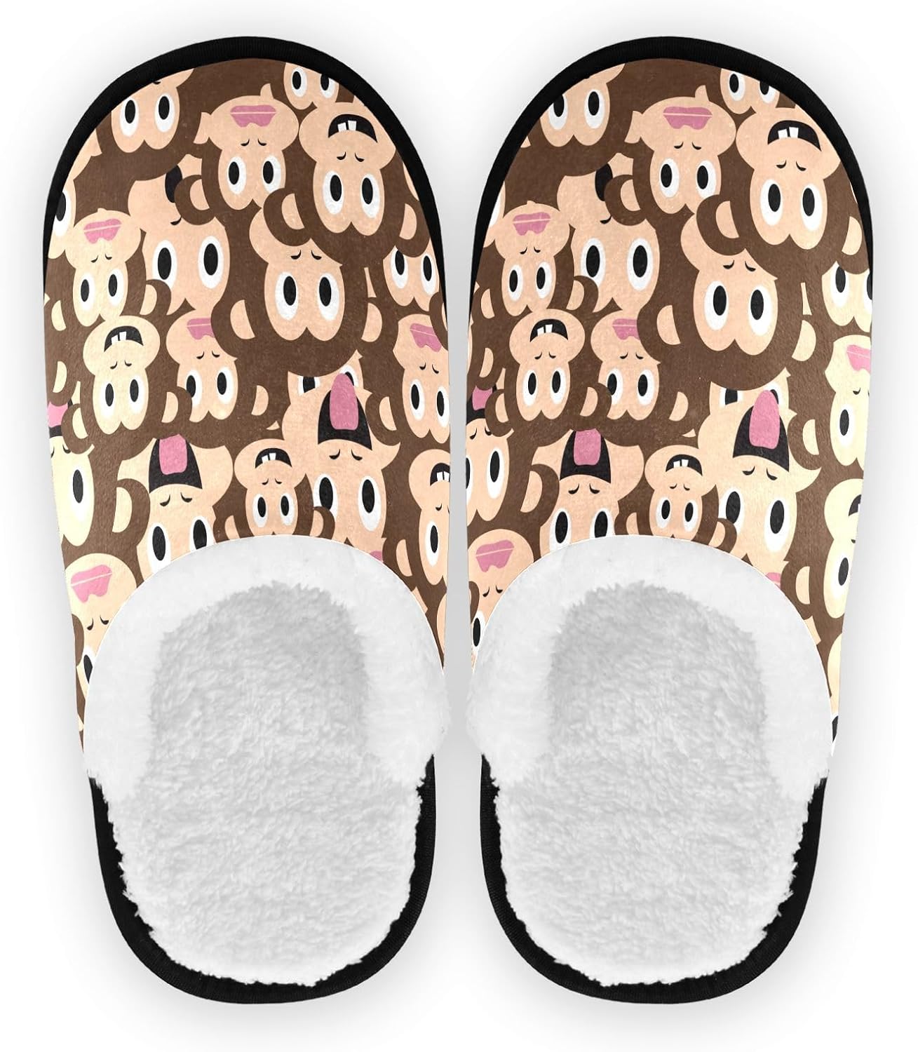 

Тапочки JHKKU для женщин и мужчин, пушистые домашние тапочки, теплые, с противоскользящей подошвой, уютные для дома и путешествий, Funny Monkey