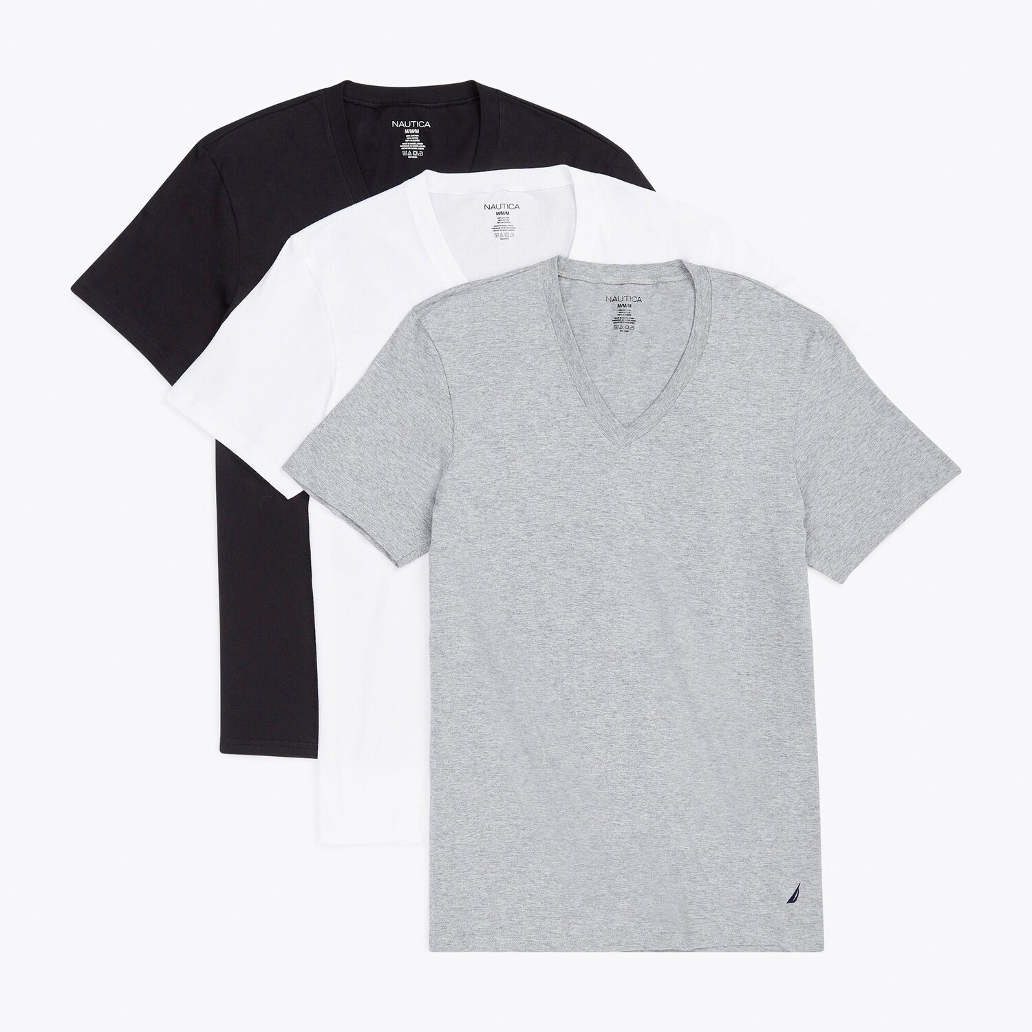 

Мужские футболки Nautica с v-образным вырезом, 3 шт., цвет Grey Heather