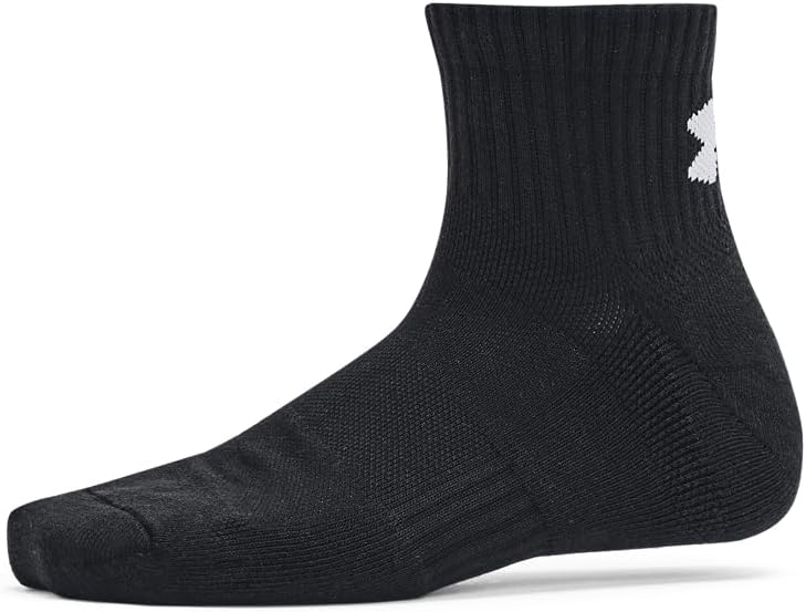 Детские тренировочные хлопковые носки Under Armour Youth Quarter (3 пары), (001) Black/Black/White — фото 4