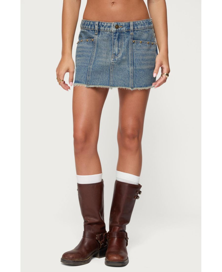 

Женская джинсовая мини-юбка Keiko с заклепками Edikted, Blue