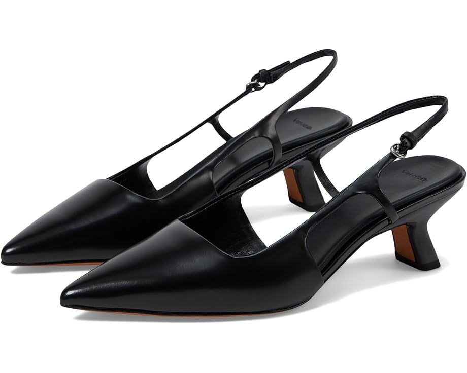 Туфли Vince Bianca Pointed Toe Kitten Heel Slingback, черный