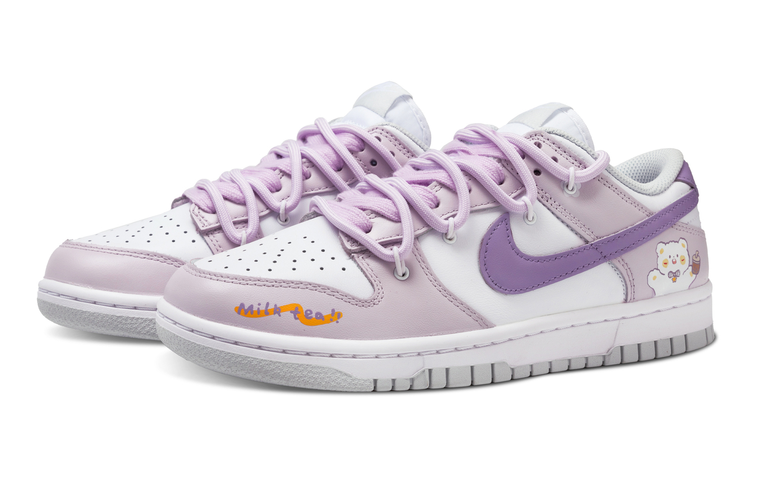 Nike Женские скейтерские кросcовки Dunk с противоскользящей подошвой и устойчивостью к истиранию, низкие, светло-лавандовые, цвет Light Lavender — фото 4