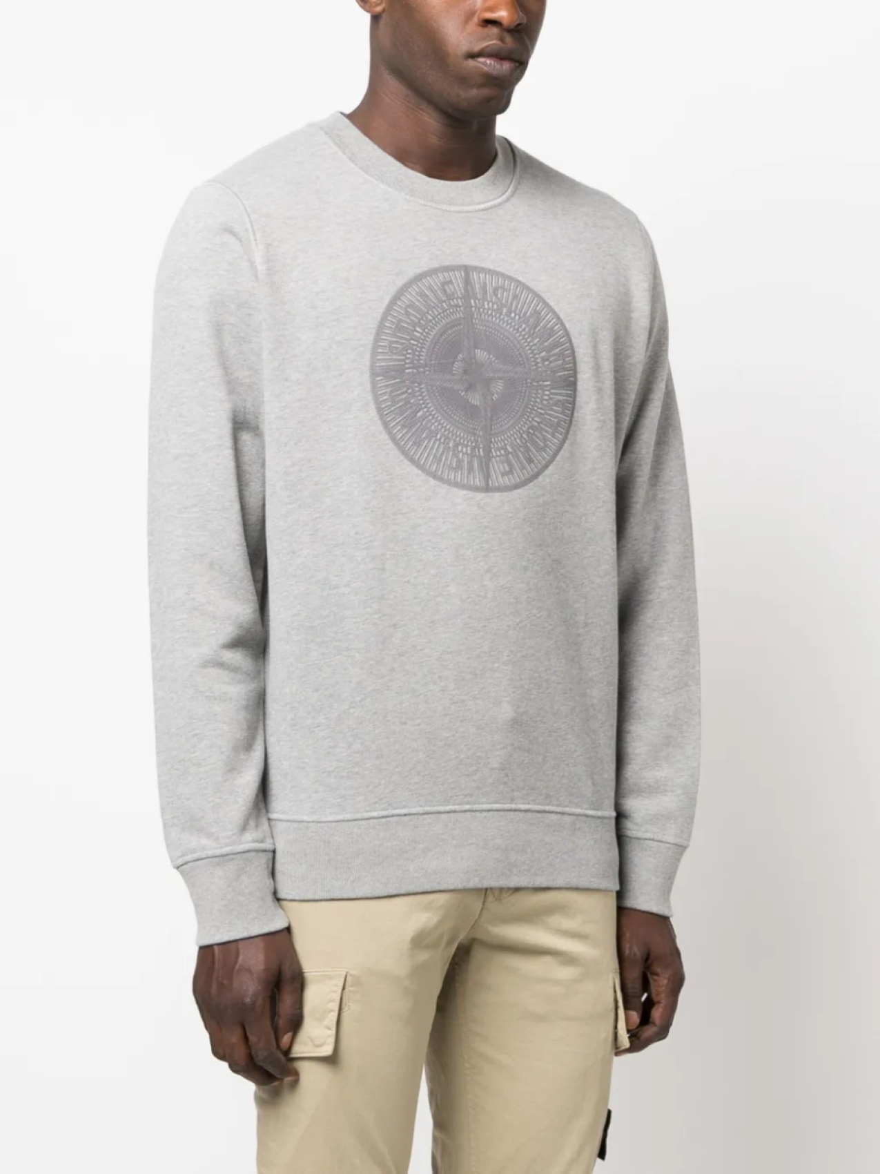 Stone Island толстовка с вышитым логотипом, серый — фото 3