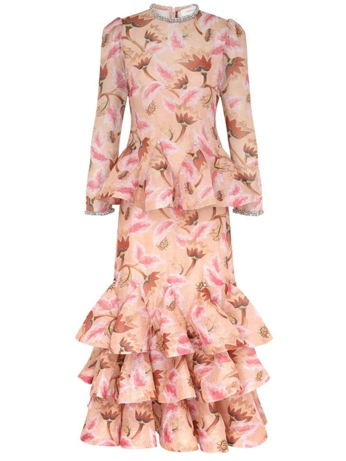 

Многоярусное платье с иллюстрированным принтом ZIMMERMANN, розовый