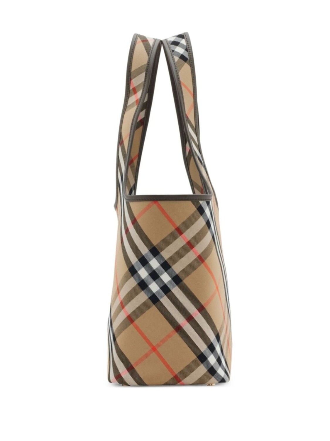 Маленькая сумка-тоут Burberry в клетку, нейтральный цвет — фото 3