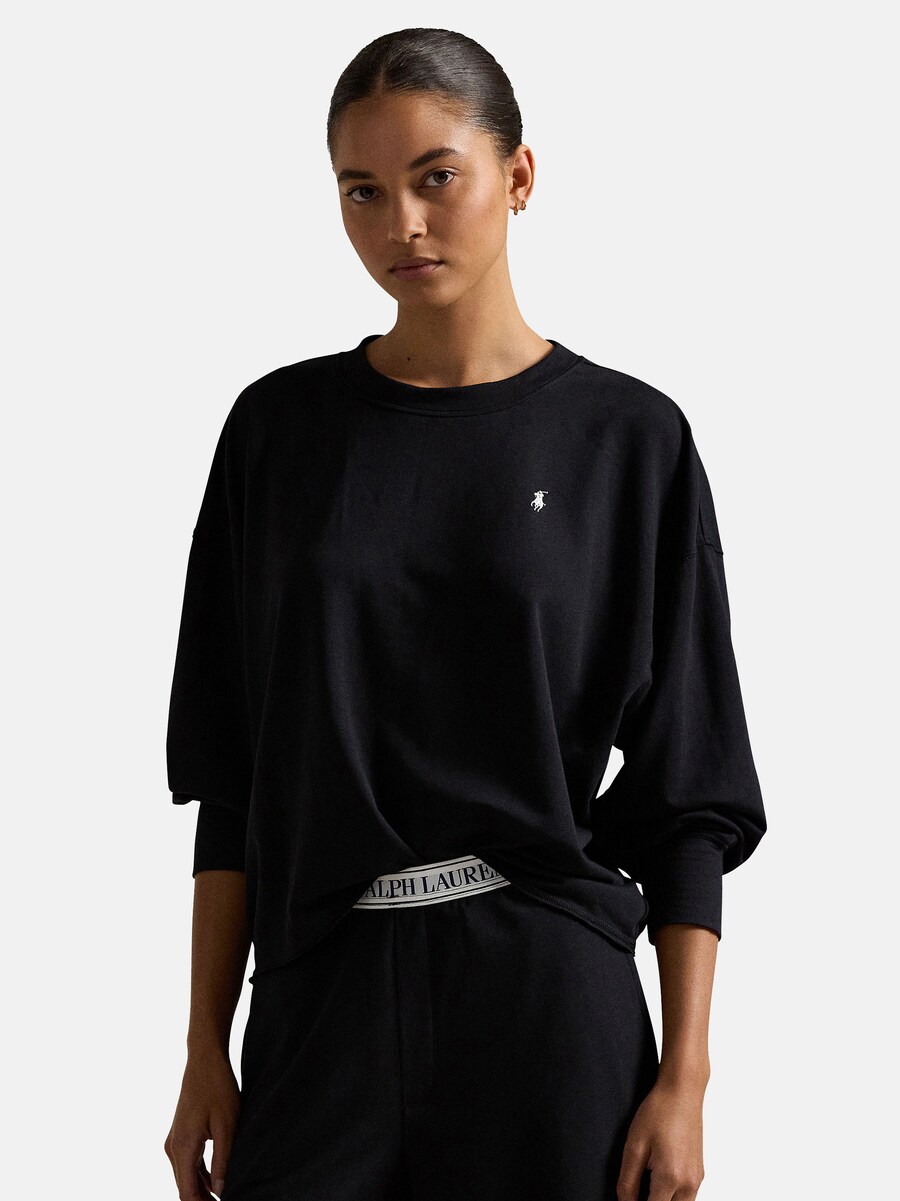 Пижама Polo Ralph Lauren Pajama Sweatshirt & Wide Leg Set - Club Terry, черный — фото 3