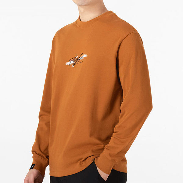 Толстовка Men's Air Jordan SS22 Loog Printing Long Sleeves Round Neck Khaki, хаки — фото 4