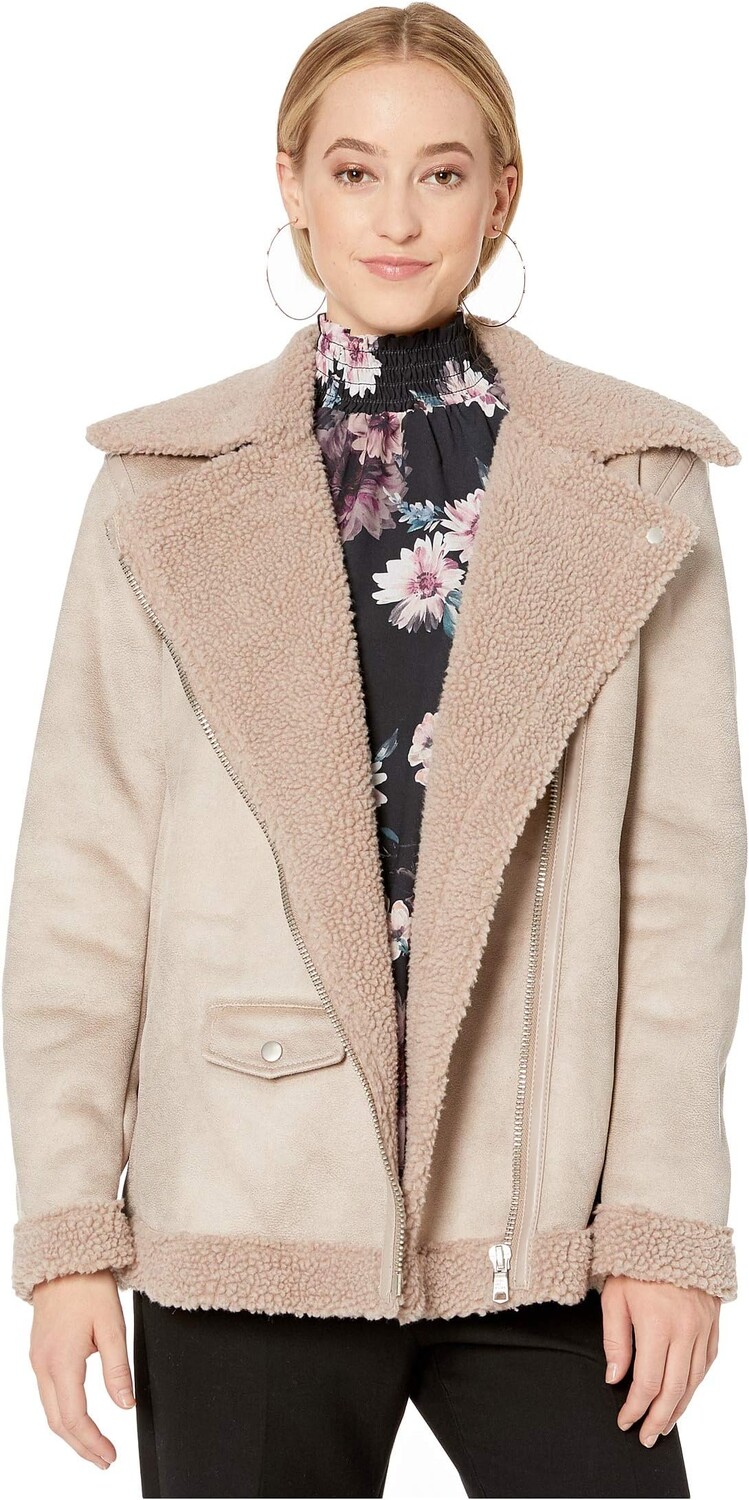 

Куртка Avec Les Filles Crackle Faux Shearling Perfecto Biker, цвет Dove