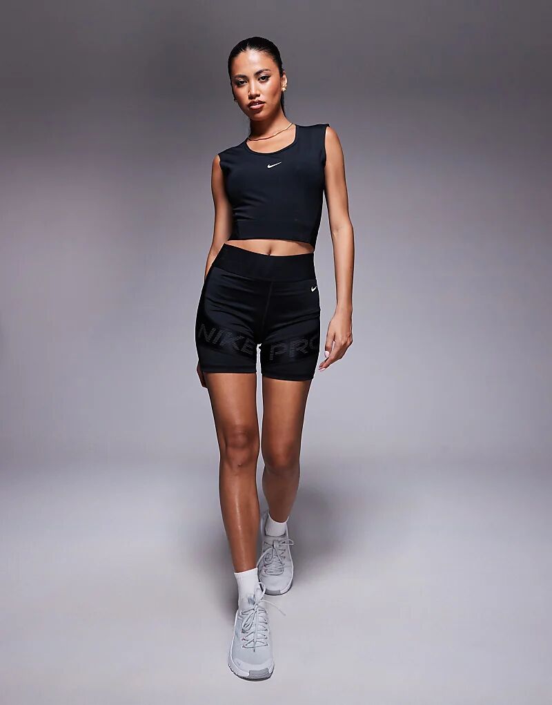 Укороченная майка Nike Pro Training Dri-FIT черного цвета - ЧЕРНЫЙ — фото 2