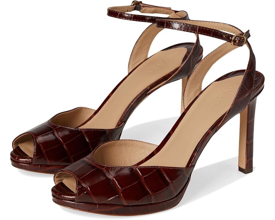 

Туфли Lauren Ralph Lauren Kyla Crocodile-Embossed Leather Sandals, цвет Dark Mahogany