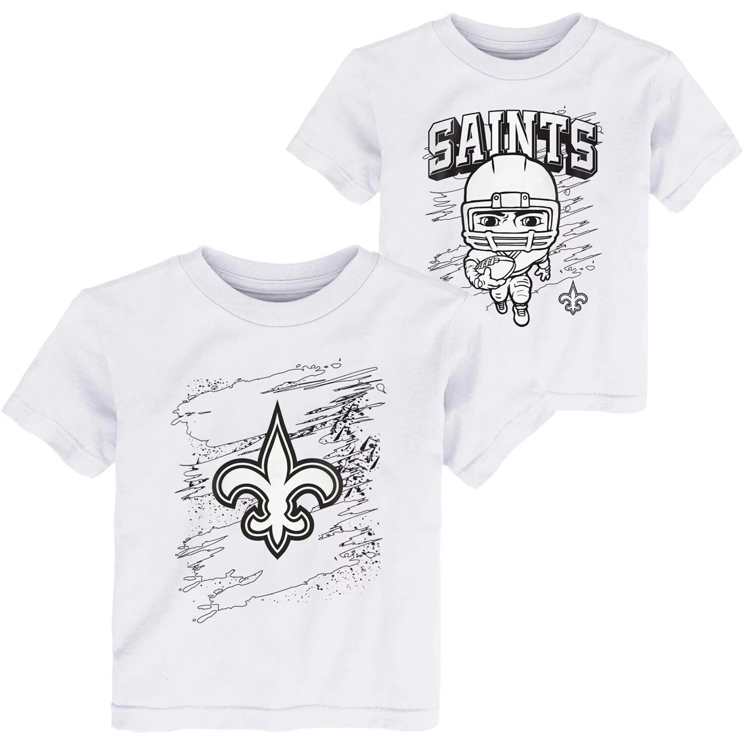 

Набор из двух белых футболок New Orleans Saints Coloring Activity для малышей Outerstuff