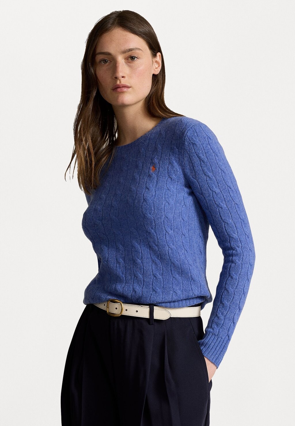 

Вязаный свитер CABLE KNIT WOOL CASHMERE JUMPER Ralph Lauren, синий