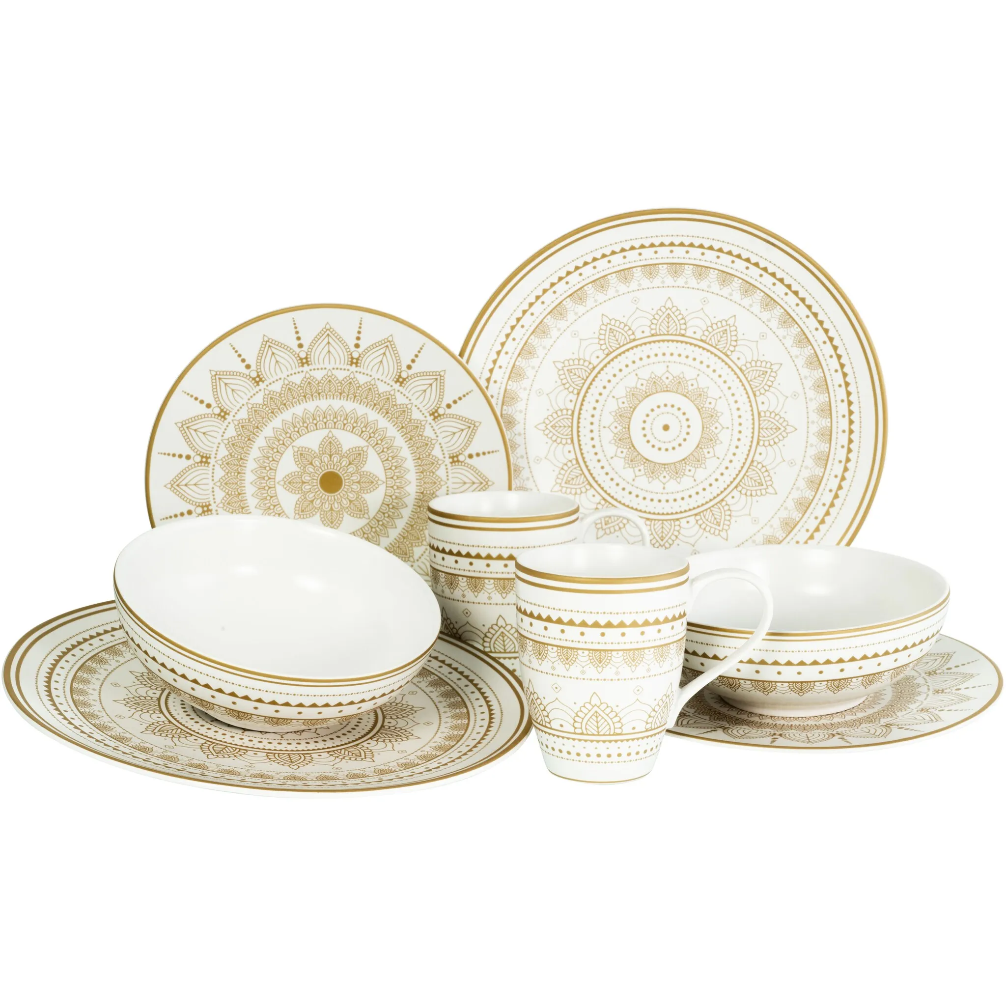 

Комбинированный сервиз CreaTable "Mandala Gold", (набор, 8 предметов, кофейный сервиз и обеденный сервиз в наборе, на 2 персоны), сервиз, золотистые восточные мотивы, 8 предметов, на 2 персоны, цвет weiß/goldfarben