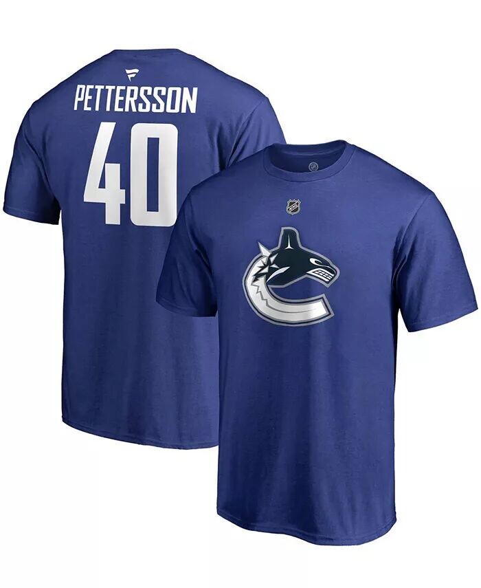 

Мужская синяя футболка Elias Pettersson Vancouver Canucks Team с аутентичным именем и номером Stack Fanatics