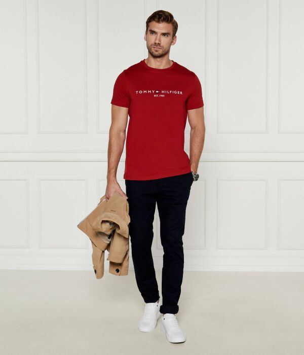 Футболка мужская Tommy Hilfiger облегающего кроя с логотипом бренда, красный — фото 2