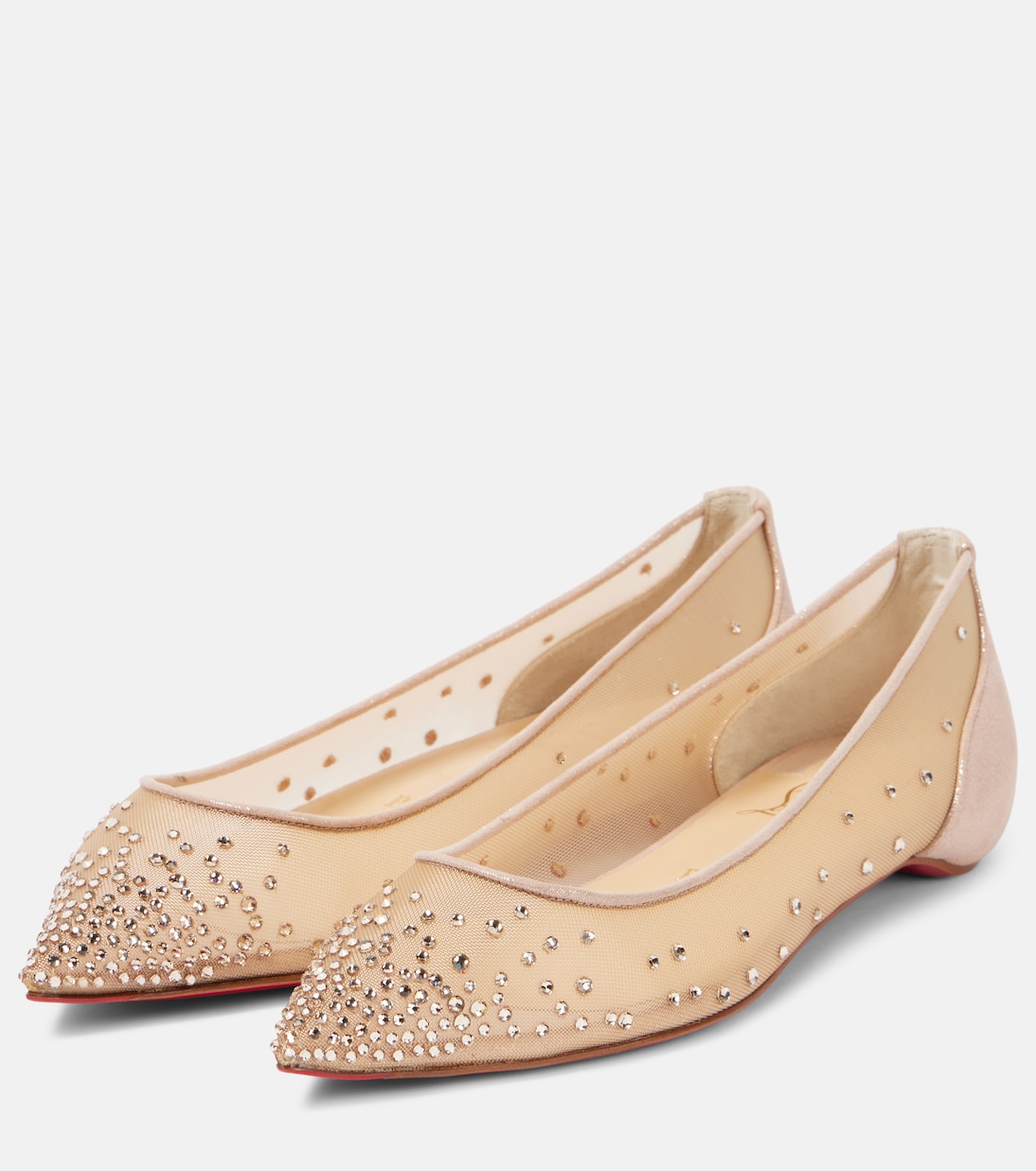 Балетки Follies Strass с сетчатой отделкой Christian Louboutin, Light Silk — фото 4