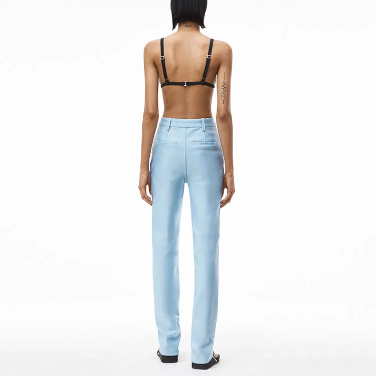 Брюки повседневные женские синие moderate straight fit Alexander Wang, Blue — фото 4