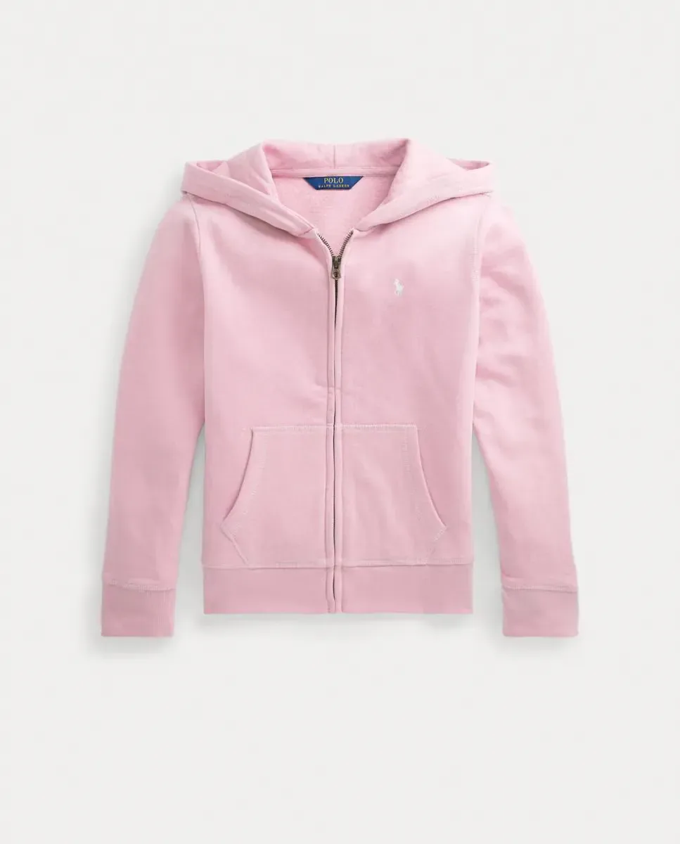Толстовка с капюшоном для девочки из флиса на молнии Polo Ralph Lauren, светло-розовый — фото 4