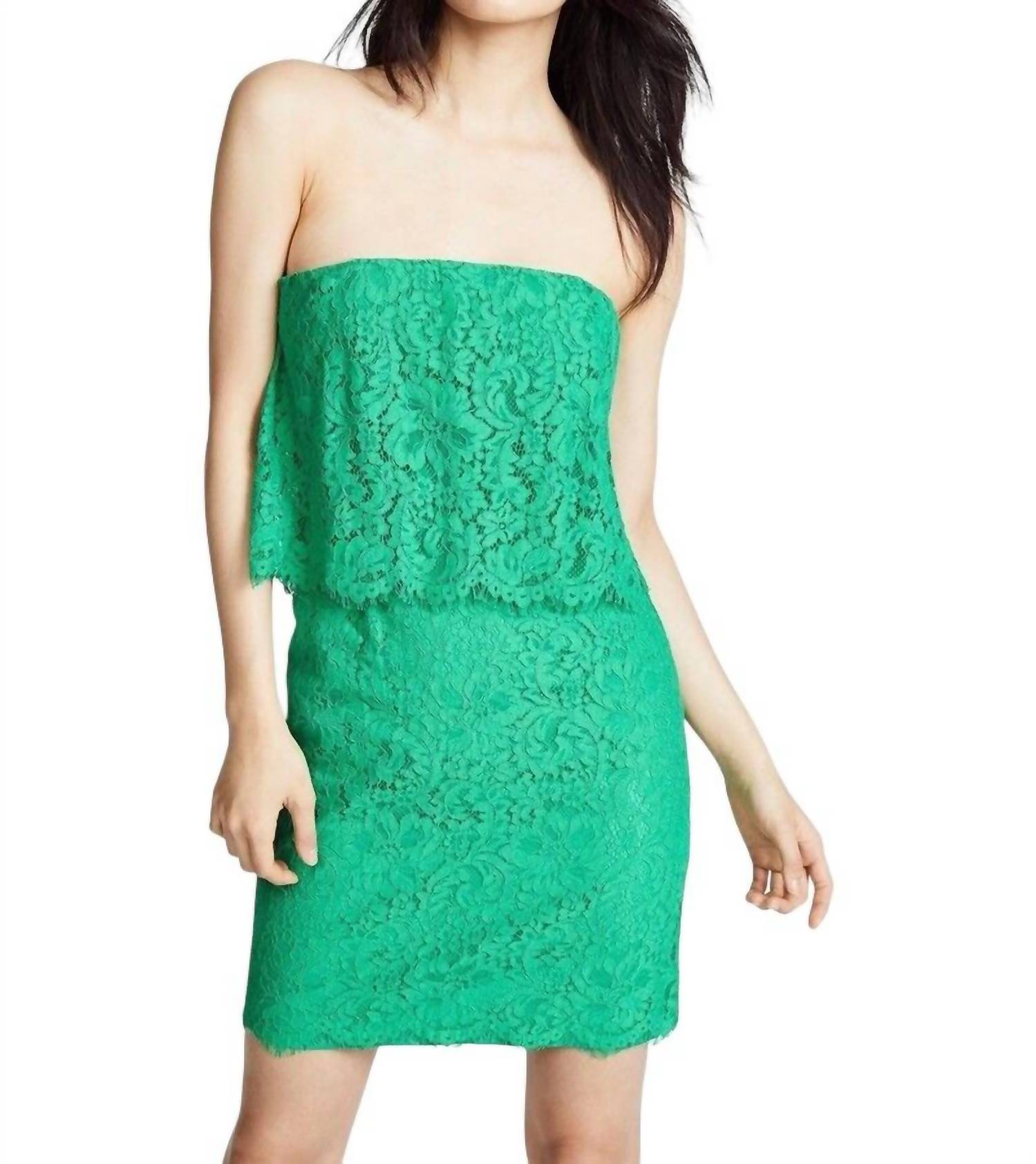

Мини-платье без бретелек с кружевом Cici Scalloped Green BB Dakota