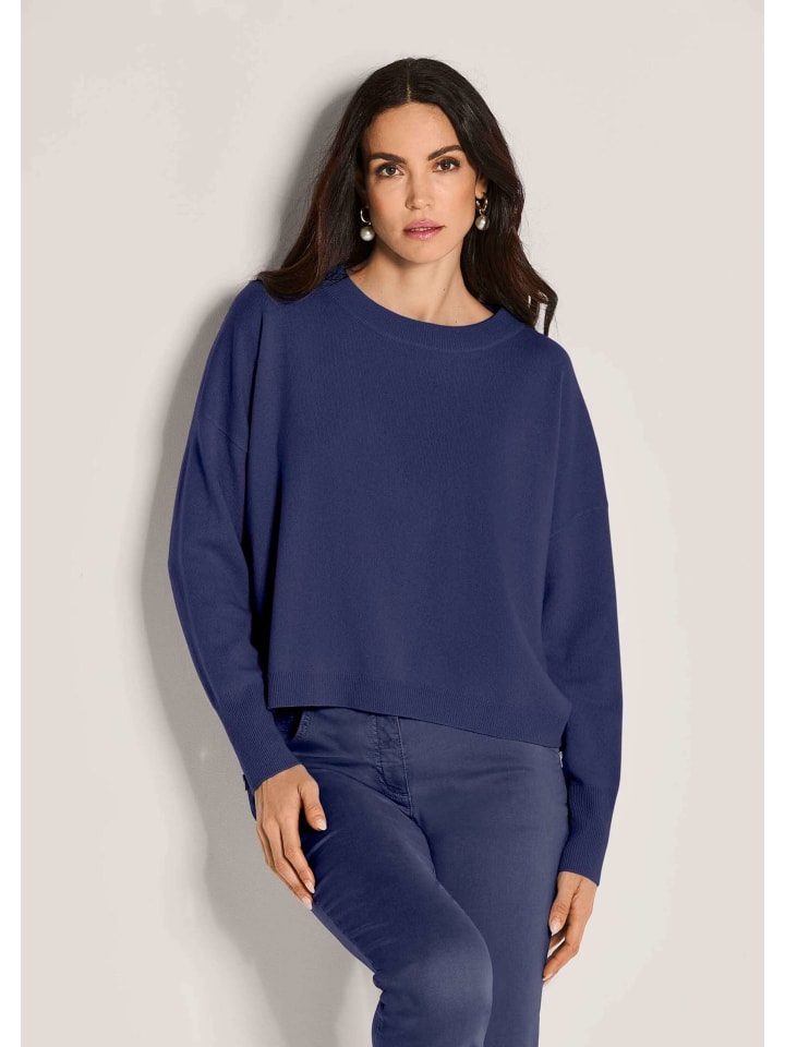 

MADELEINE Кашемировый свитер с круглым вырезом темно-синего цвета