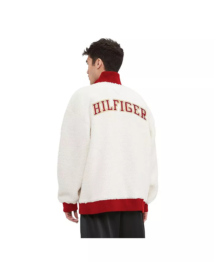 Мужская кремовая толстовка Jordan Sherpa с молнией до середины груди San Francisco 49ers Tommy Hilfiger — фото 2