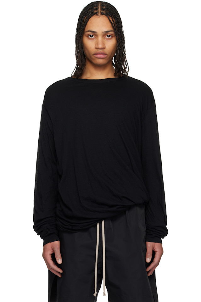 

Голливудская джумбо дабл футболка с длинным рукавом Rick Owens, черный