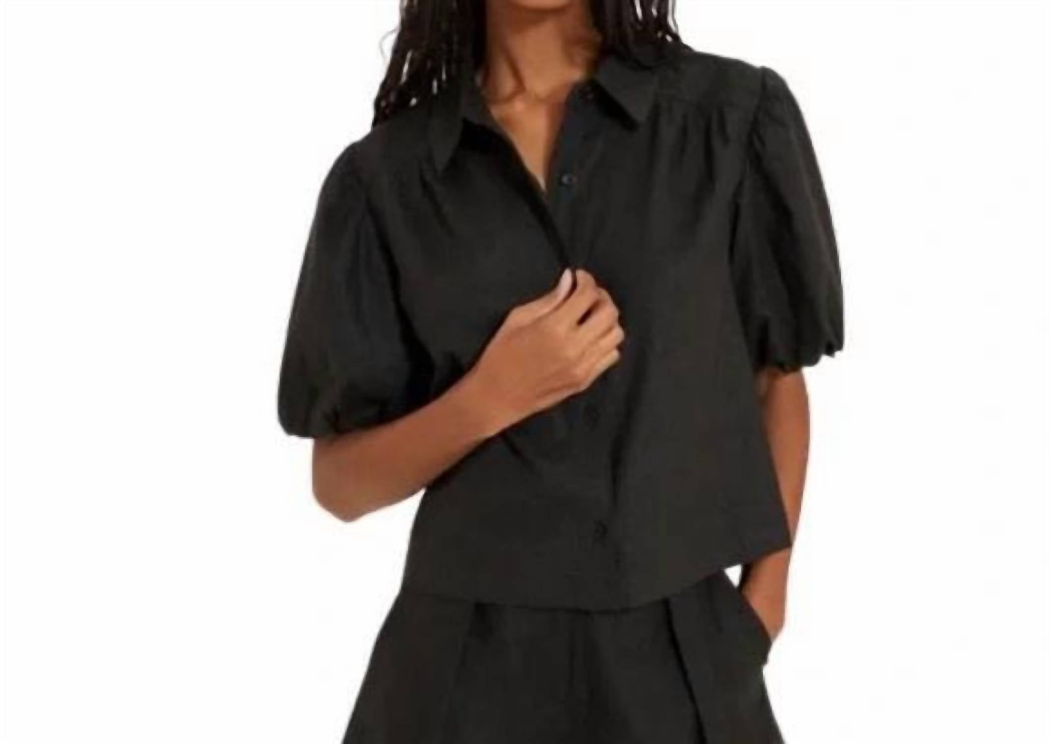 

SOMETHING NAVY Топ с пышными рукавами и пуговицами, черный