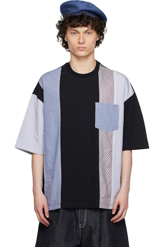 

Черная футболка из микса разных тканей Comme des Garçons Homme