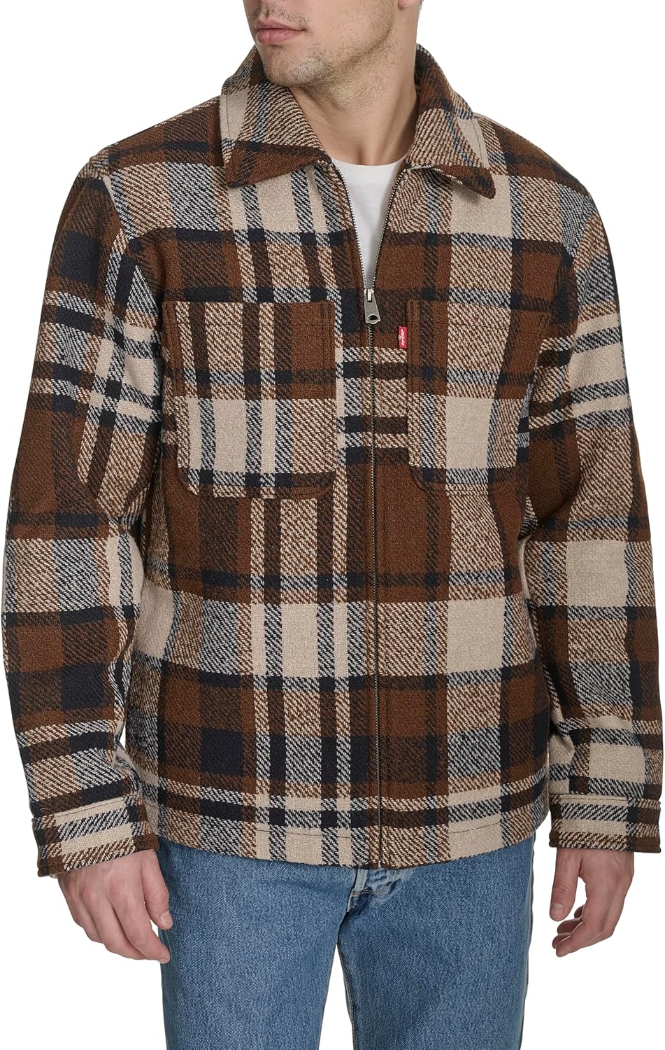 

Мужская куртка Levi's Depot из шерстяной смеси, Caramel Multi Plaid