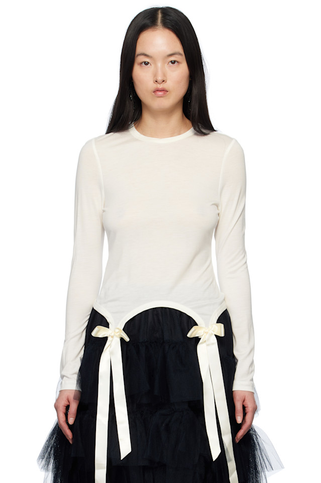 

Футболка с бантом Simone Rocha, цвет ivory