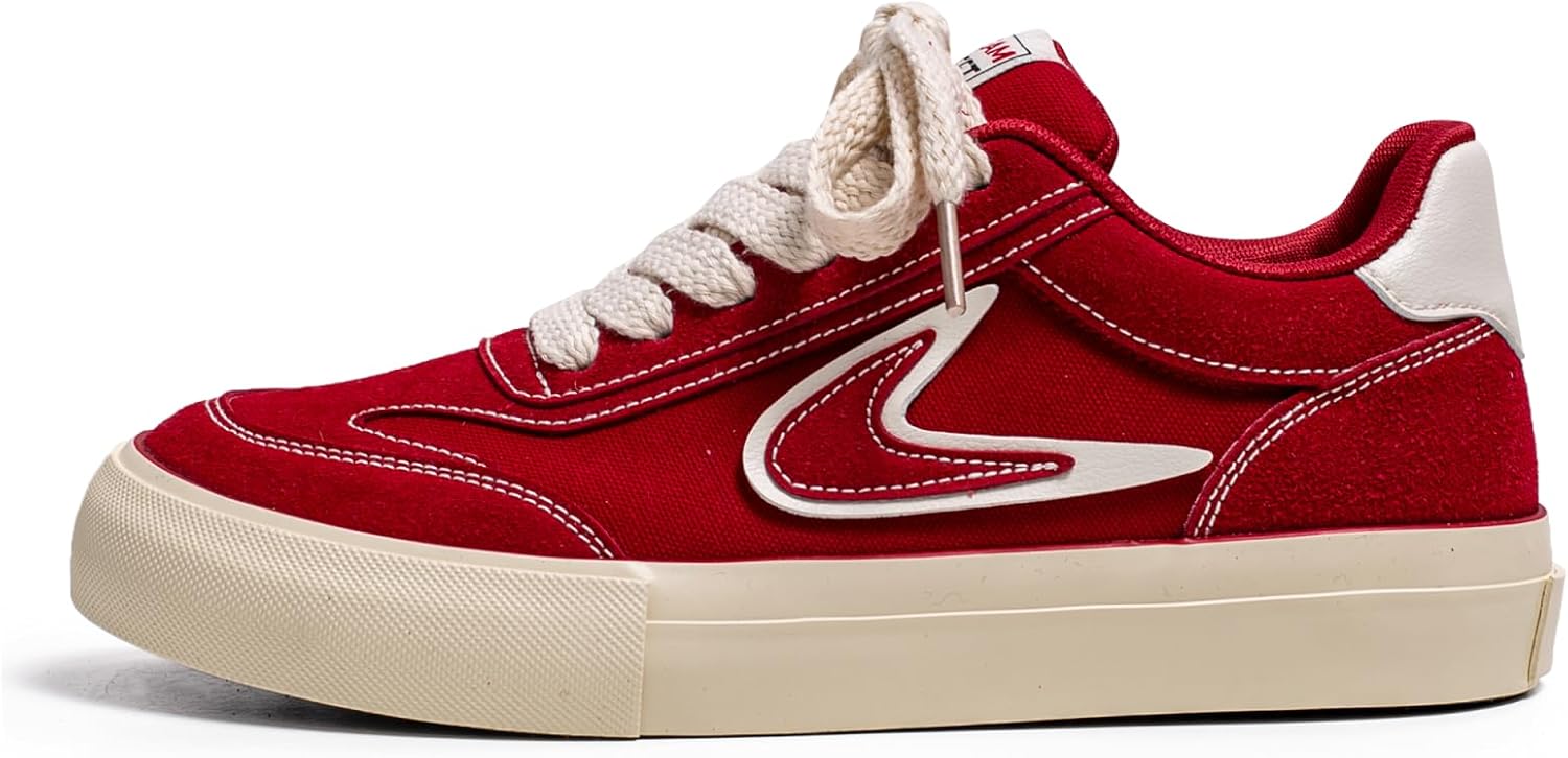 

Мужские классические ретро кроссовки с резиновой подошвой - модная спортивная обувь, повседневные кеды для тенниса и скейтбординга, удобные прогулочные обувь, нескользящие тренировочные кроссовки Aokisx, красный