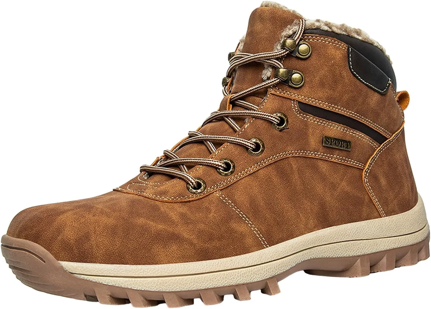 

Мужские зимние ботинки Snow с водонепроницаемой утепленной меховой подкладкой, шнуровкой, теплые, противоскользящие, с удобной посадкой, для походов и прогулок Generic, коричневый