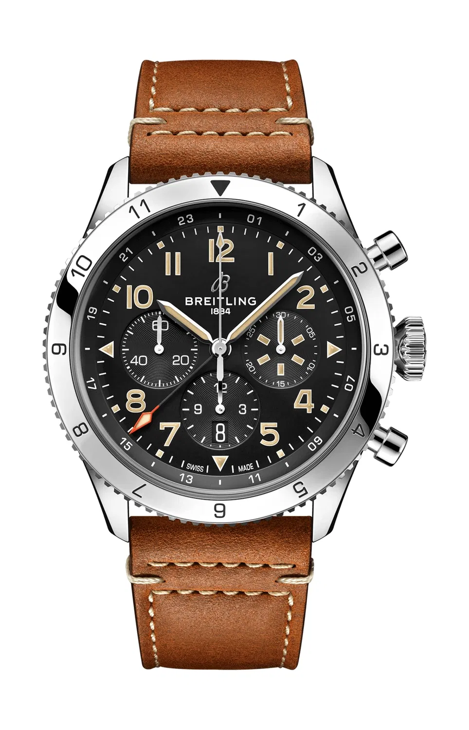 СУПЕР AVI BO4 ХРОНОГРАФ GMT 46 P-51 МУСТАНГ - AB04453A1B1X1 BREITLING, черный