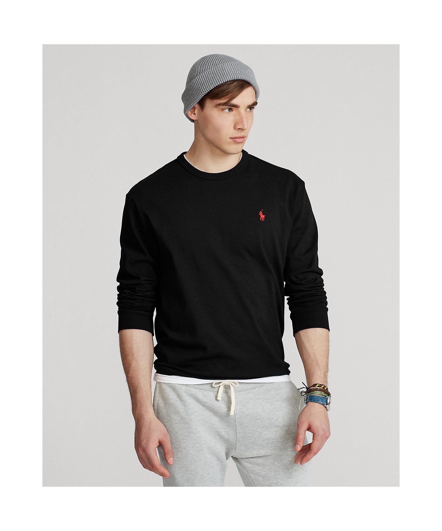 Классическая трикотажная футболка с длинными рукавами Polo Ralph Lauren, 001 Black