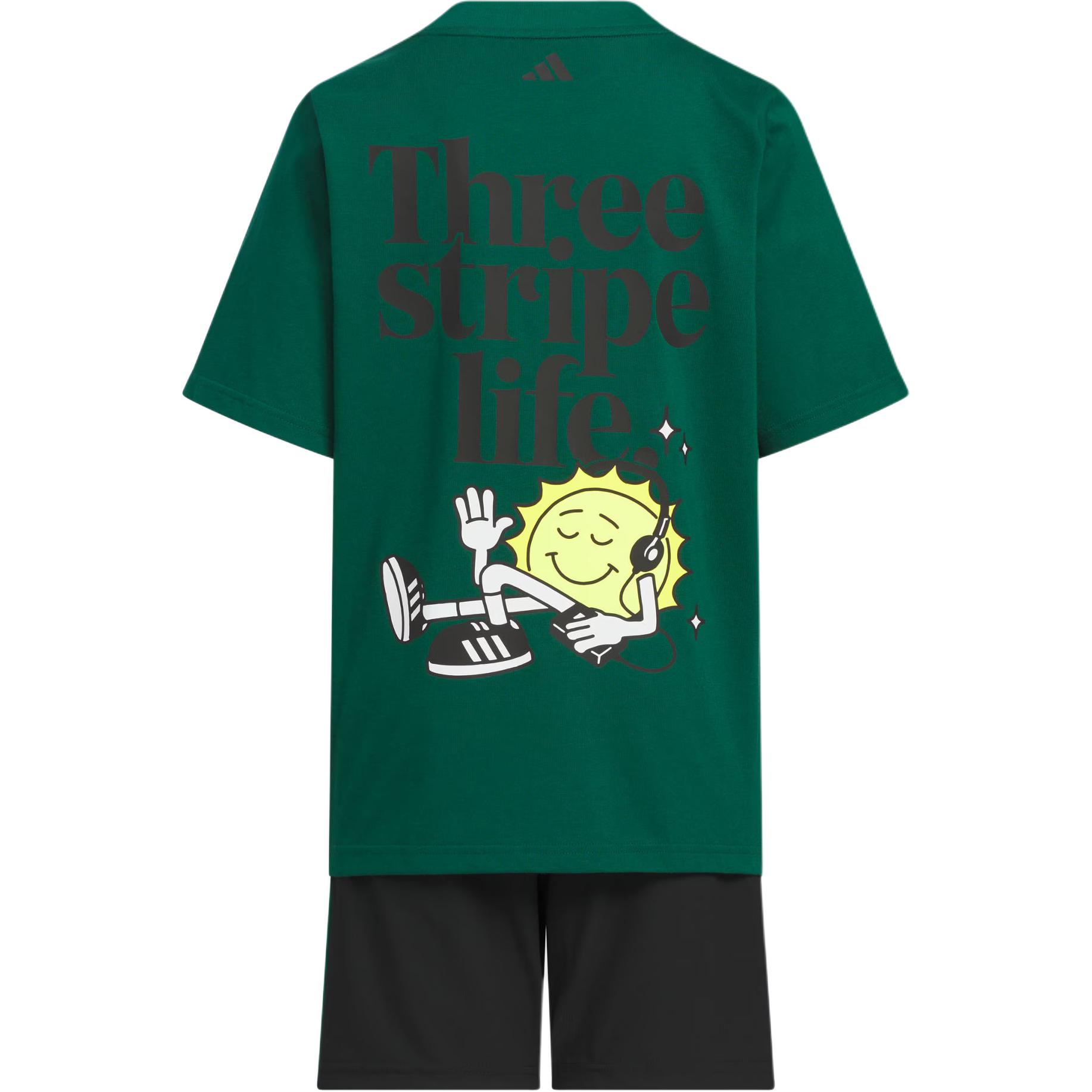 Adidas Повседневный спортивный комплект GRAPHIC TEE Black/Forest Green для детей 3-7 лет — фото 3