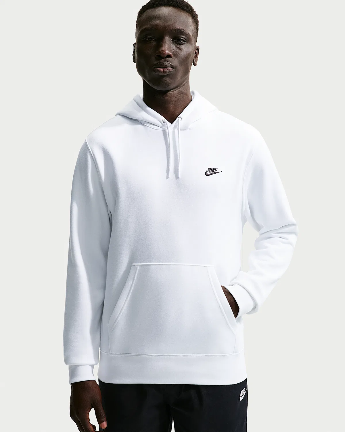 Мужская флисовая худи-пуловер Nike Club, White/White/Black