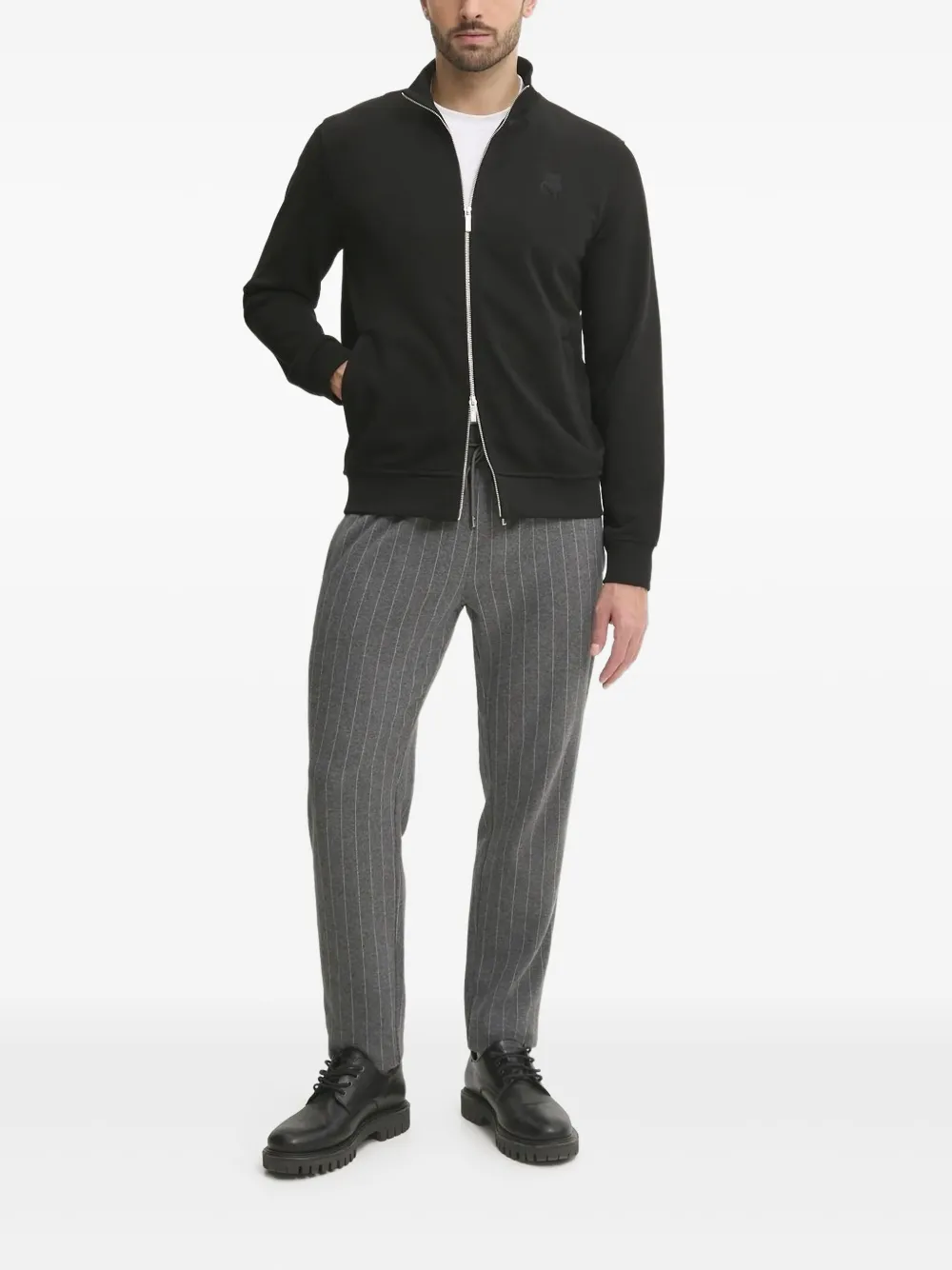 

Толстовка с вышитым логотипом и застежкой-молнией KARL LAGERFELD, черный