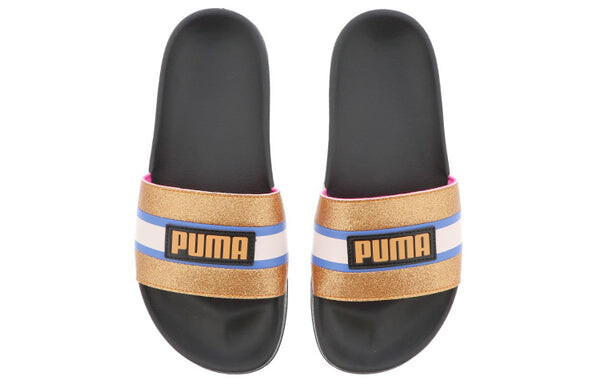 Тапочки leadcat ftr 90s pop slide gold/black Puma, черный — фото 3