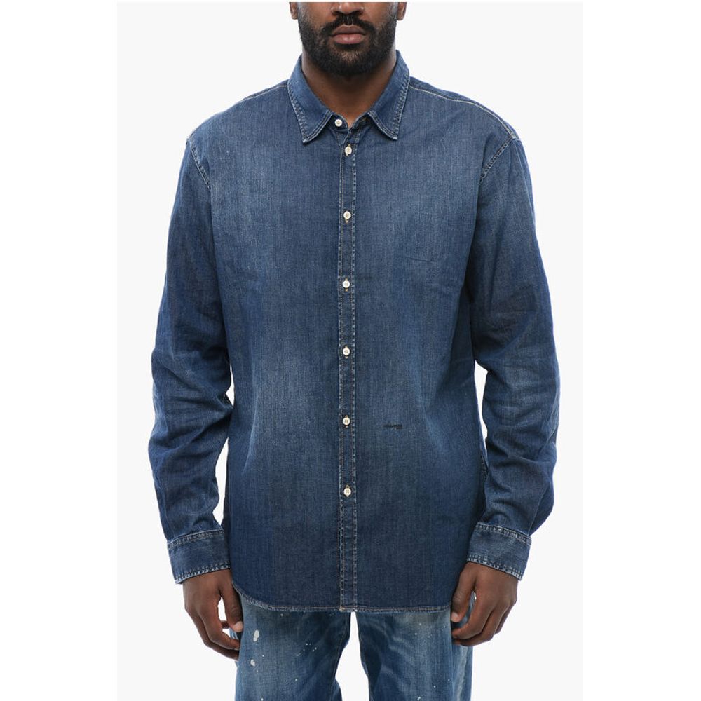 

Рубашка свободного кроя из шамбре Dsquared2, Blue