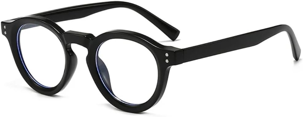 

Модные маленькие круглые солнцезащитные очки для женщин, защита от УФ-излучения UV400, модные прозрачные линзы, модная оправа для мужчин с заклепками UATXTAU, Black Clear