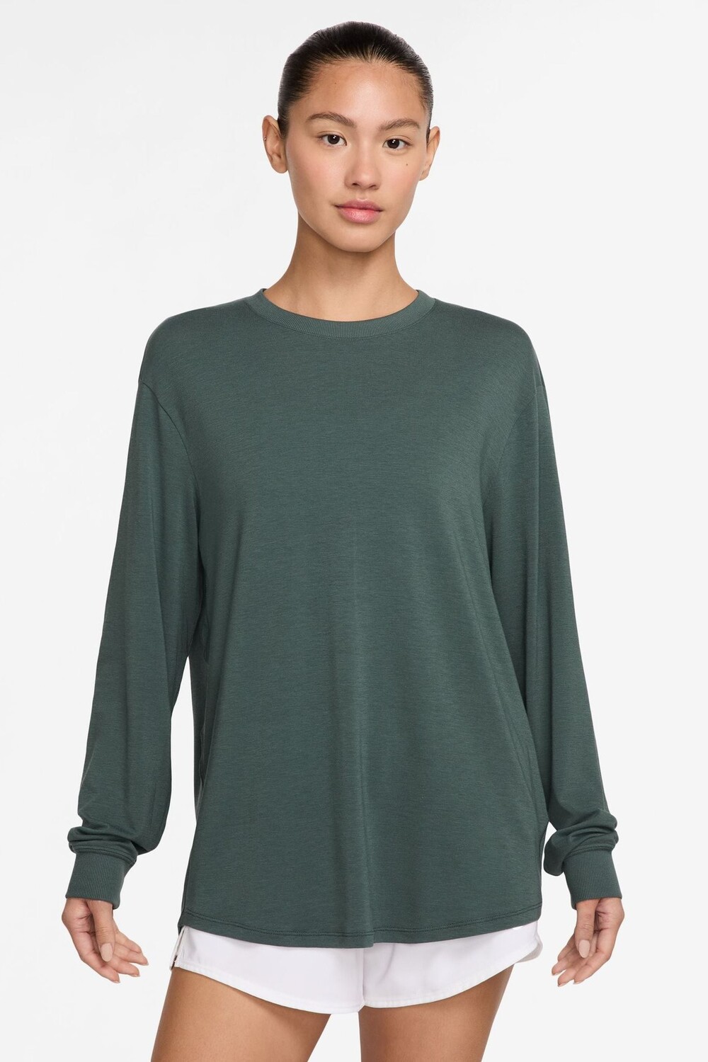 

Один свободный топ для фитнеса с длинными рукавами Dri Fit Nike, зеленый