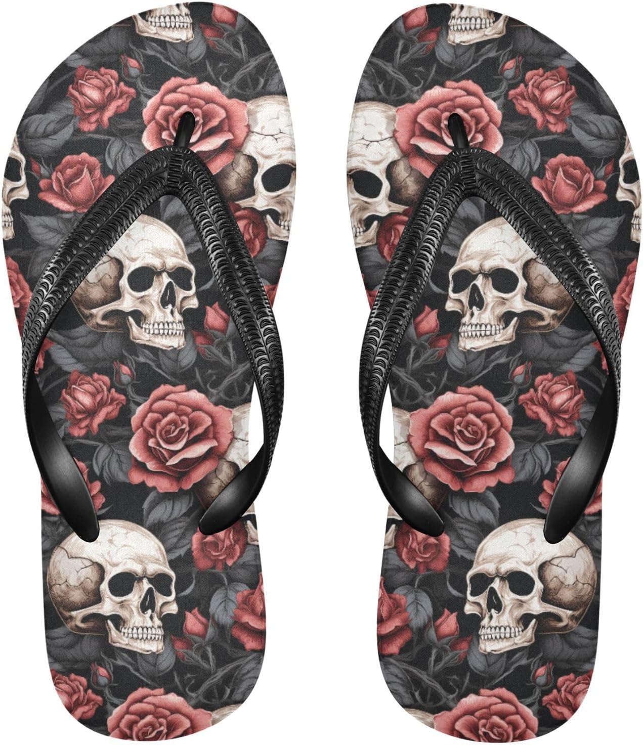 

Женские и мужские шлепанцы с готическим черепом и цветами, женские тапочки, мужские сандалии, шлепанцы для душа, летние нескользящие шлепанцы для плавания, пляжа и ванной Mnsruu, Skull I 5585