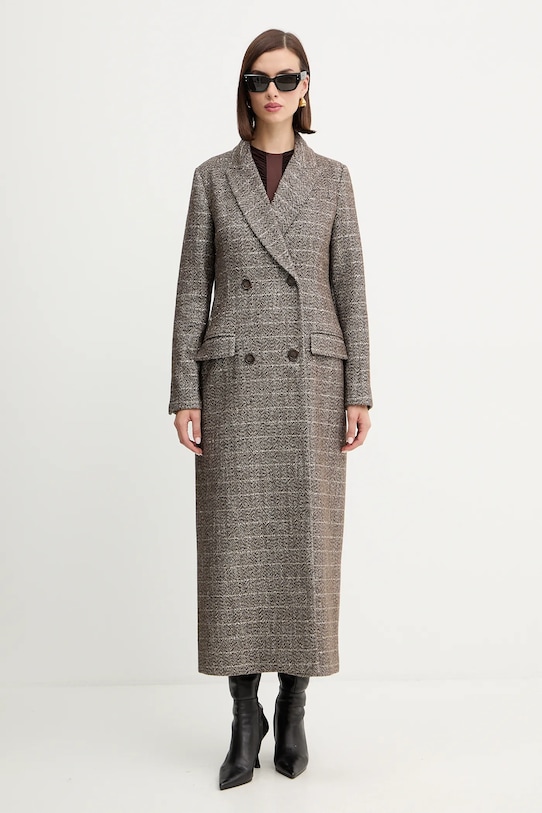 

Пальто с шерстью Twinset, коричневый