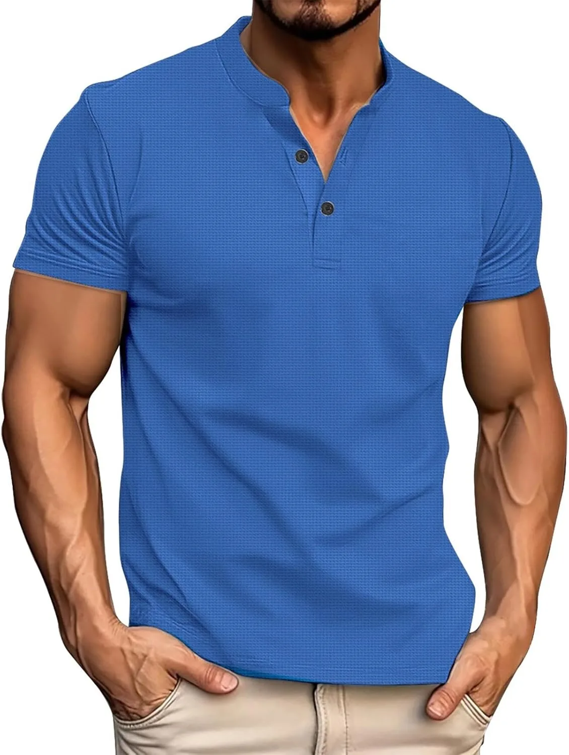 

Мужская футболка Henley с V-образным вырезом и коротким рукавом, Muscle Fit, Quick Dry